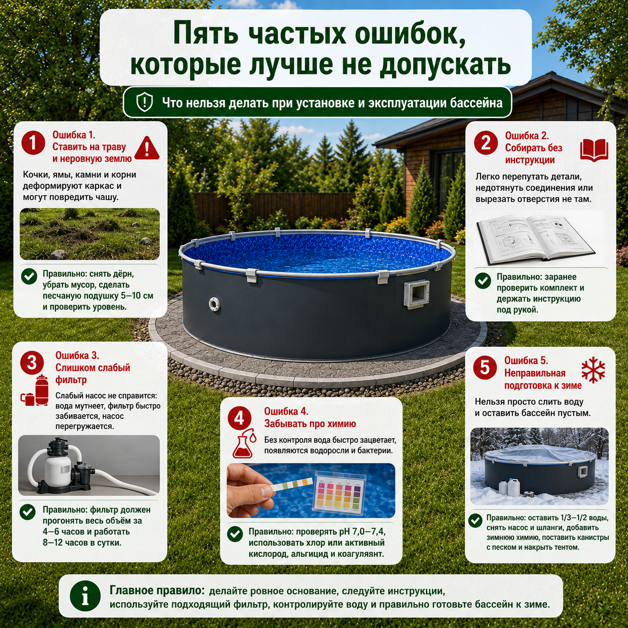 5 типовых ошибок по установке и обслуживанию бассейнов 5 типовых ошибок по установке и обслуживанию бассейнов